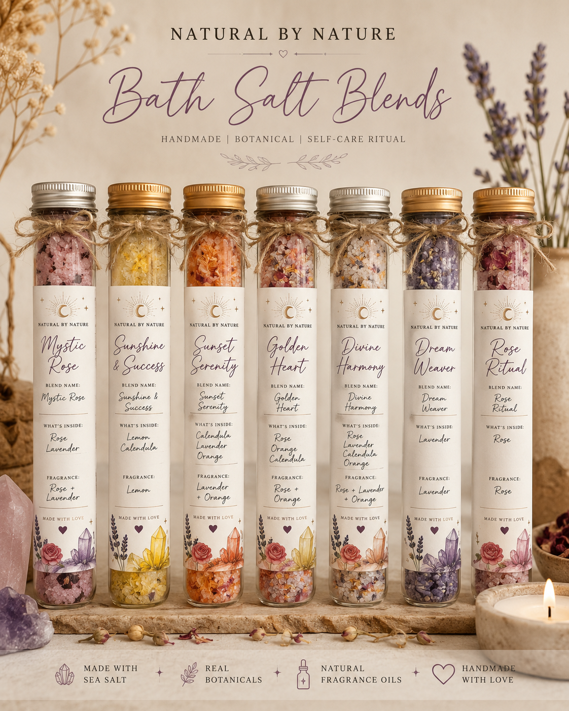 Botanical Bath Salt Ritual Tubes